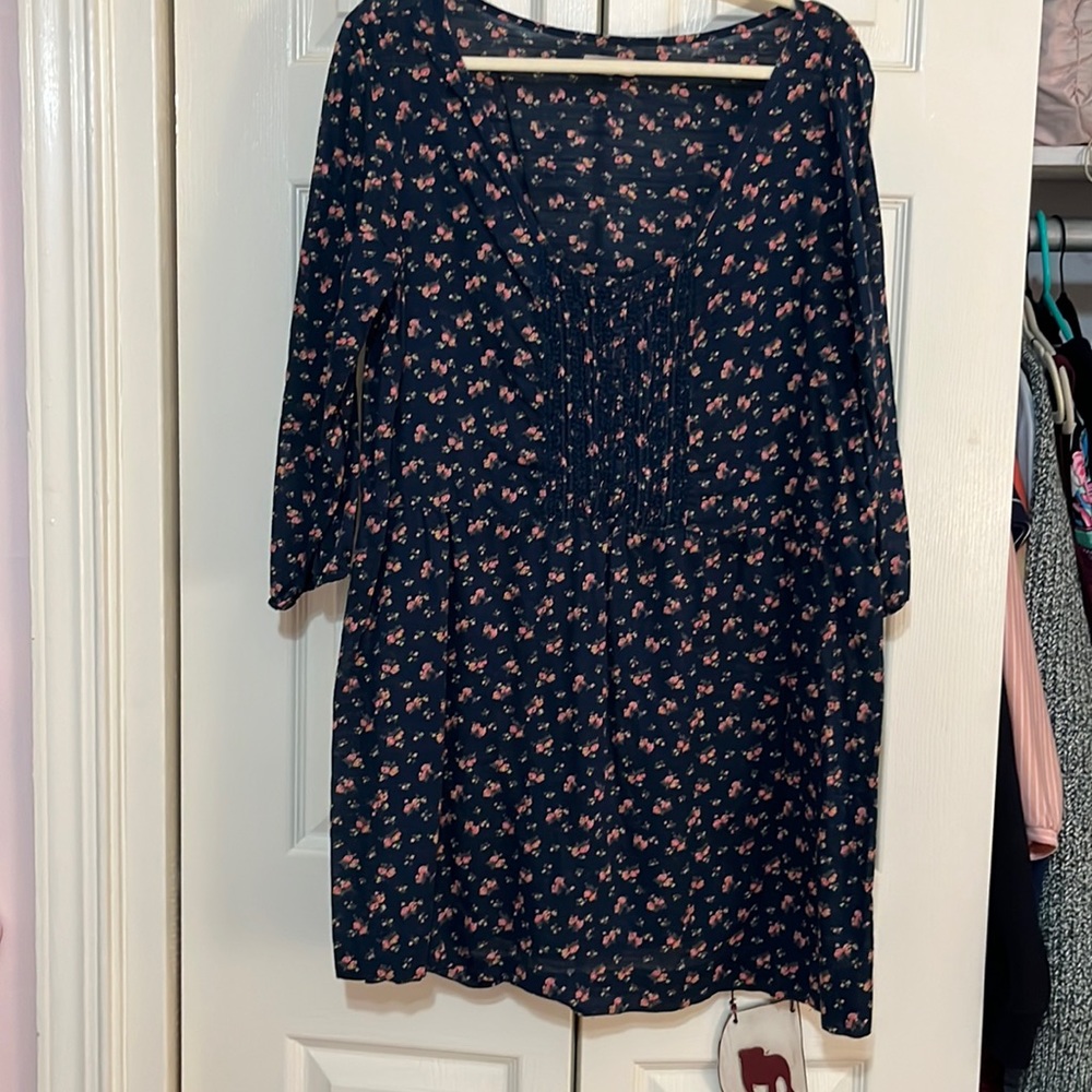 Navy floral shift dress